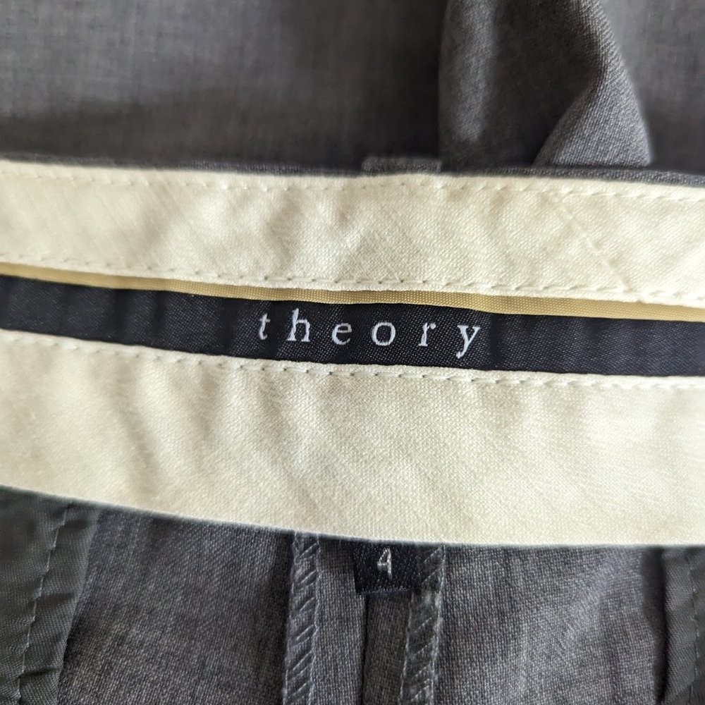 Theory Women's Wool Wide leg Lightweight Grey Dress Pants Size 4 - Picture 6 of 11